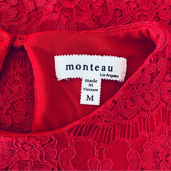 Monteau Red Lace Top / M - Picture 3 of 6
